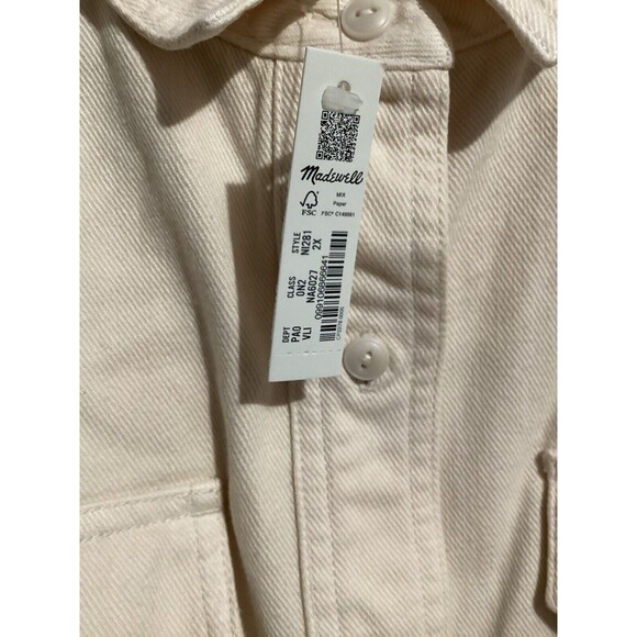 Madewell Garment Dyed Twill Shirt Jacket Ivory Long Sleeve Button Up 2X - Picture 6 of 9
